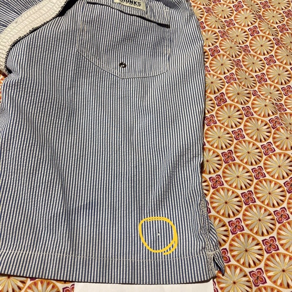 Trunks Brand Classic Blue and White Striped Swim Trunks - Small Flaws - Picture 6 of 13